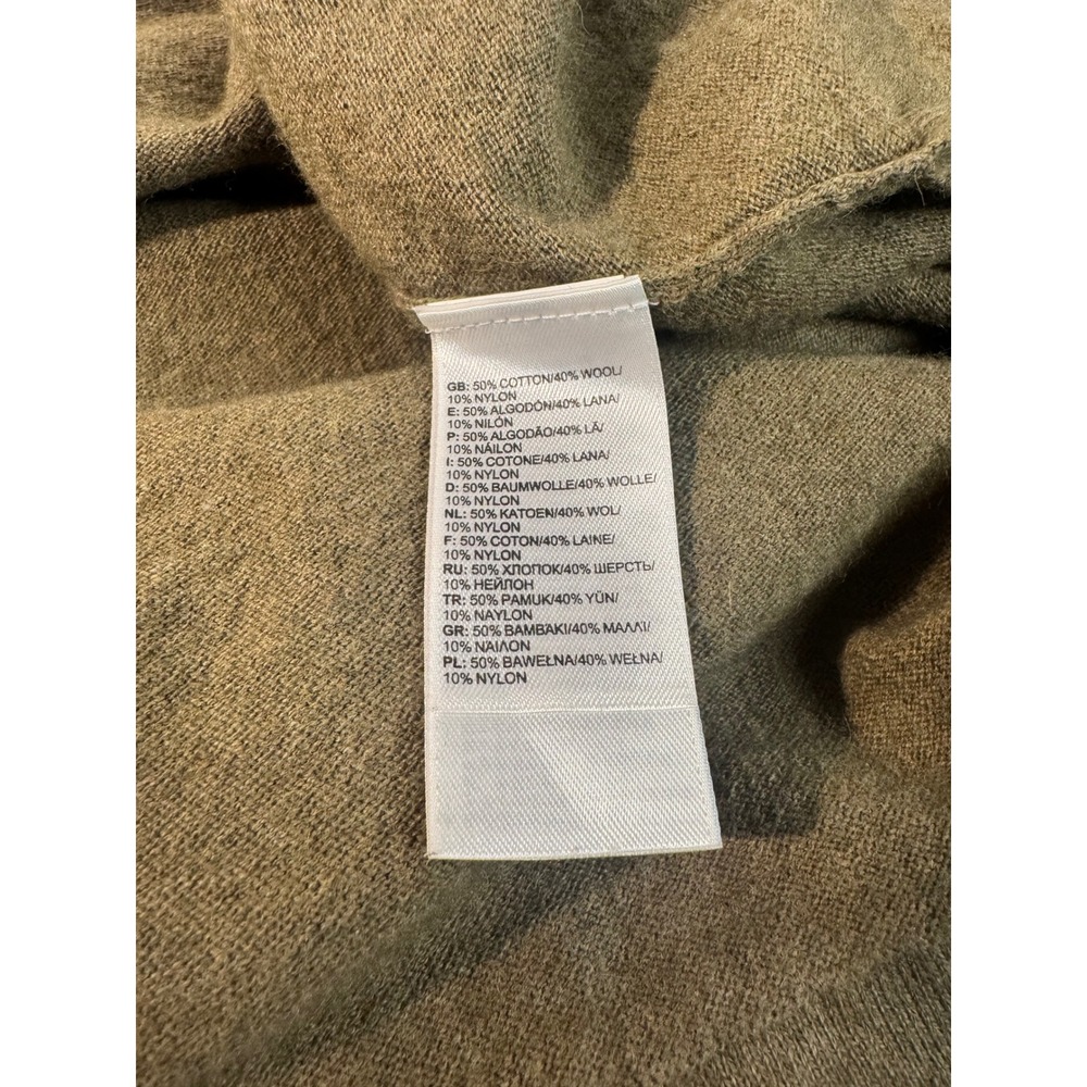 The North Face Mens Quarter Zip Sweater Olive Green Wool Blend Mock Neck Large - Picture 5 of 6